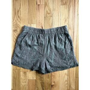 Zara Woman Olive Khaki Lace Sheer Embroidered Pull On Shorts Y2K (size XS)
